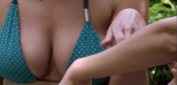  Busty mature and teen lesbian outdoor sex